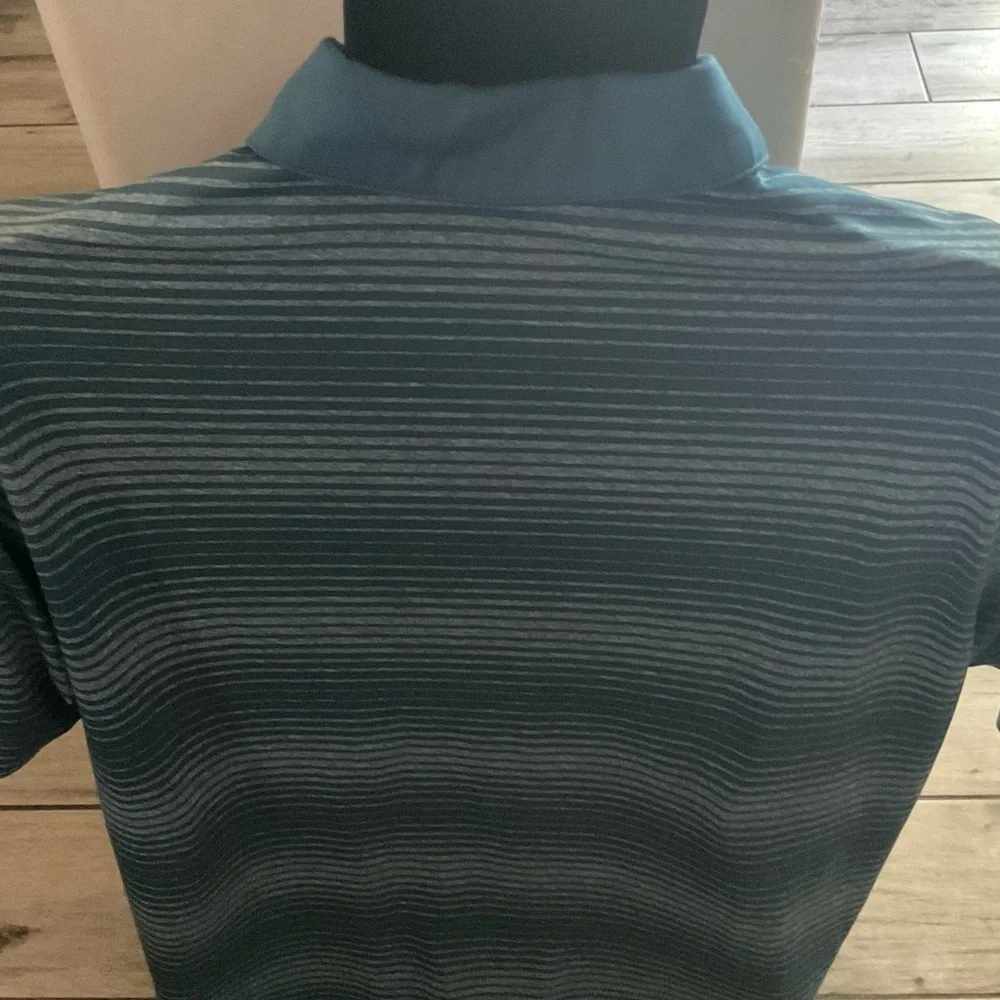 Mens used Nike Golf performance blue green striped polo shirt size L large - Picture 3 of 3